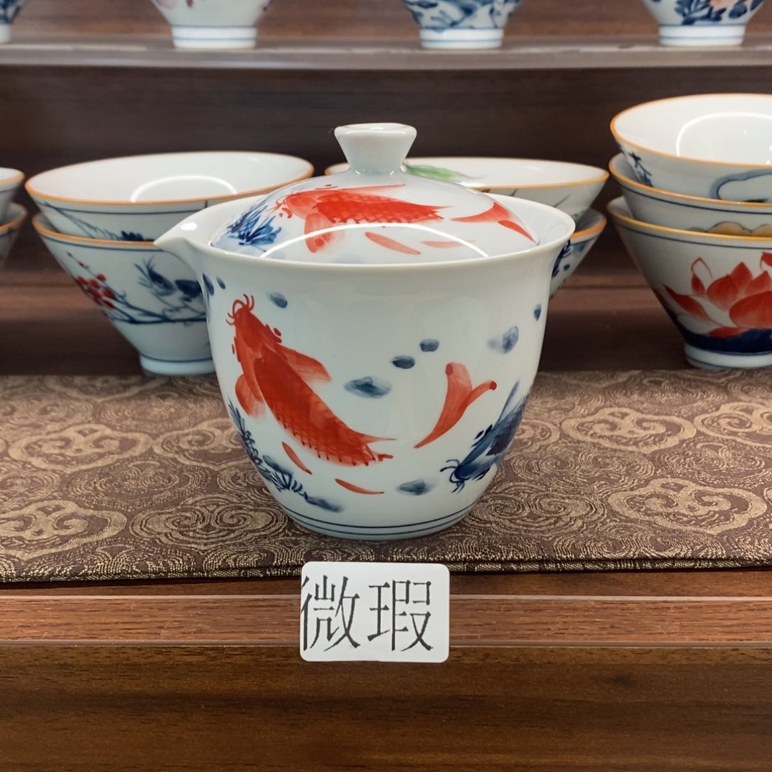微瑕釉下彩纯手绘手工绘制