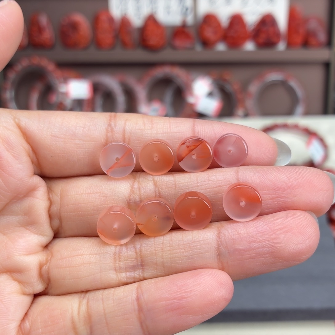 月***液南红玛瑙未镶嵌颈饰隔片4对