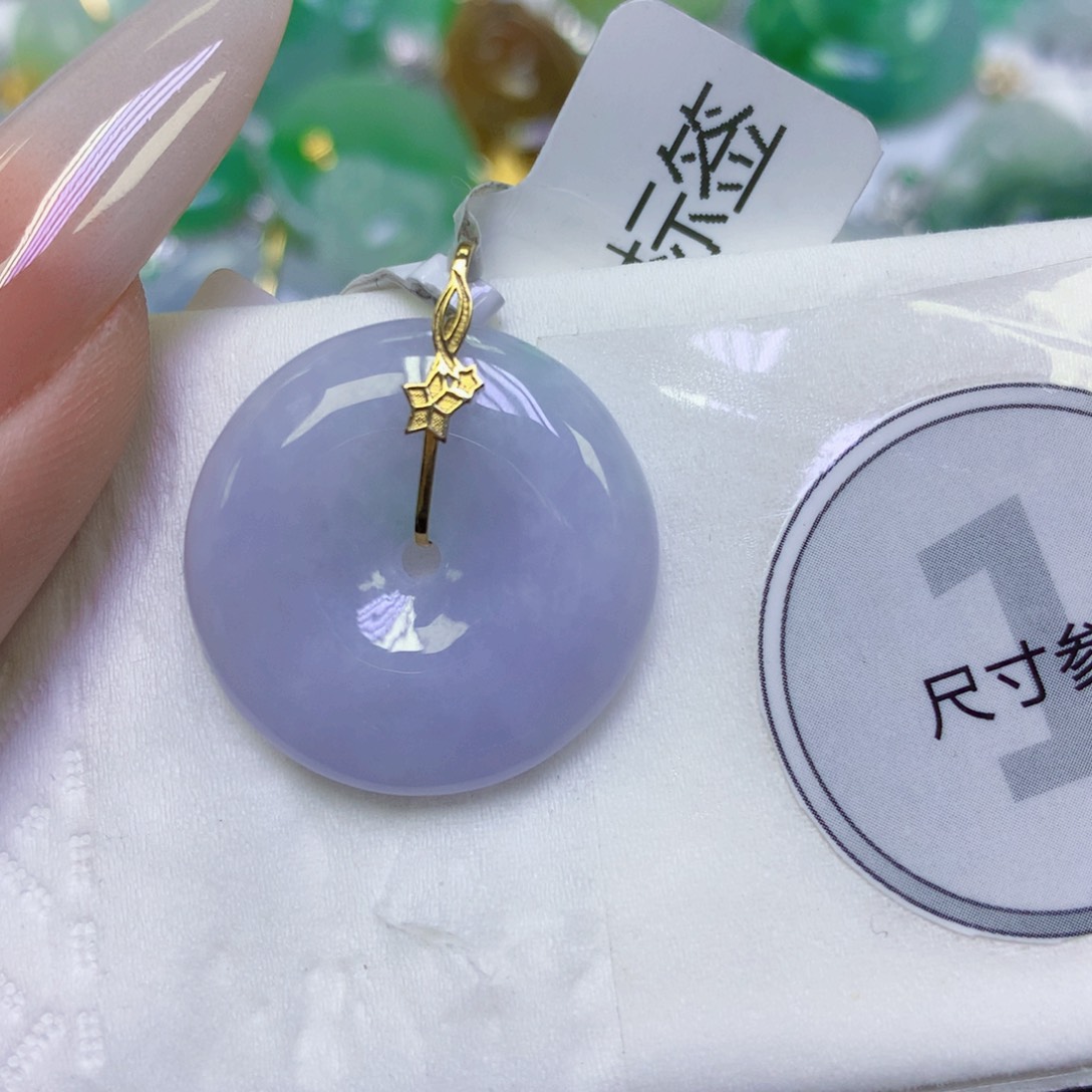 翡翠18K金镶嵌颈饰天然缅甸翡翠a货百元以上9元证书费自理