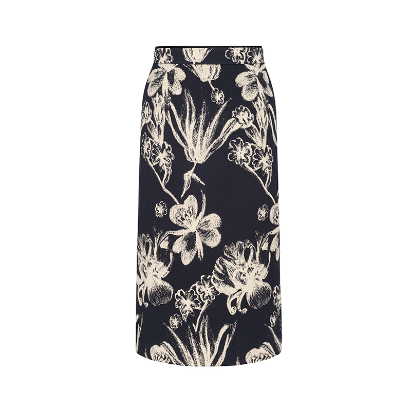 设计师女装2025秋季新款半身裙漂白提花印花中式老钱风半裙43603