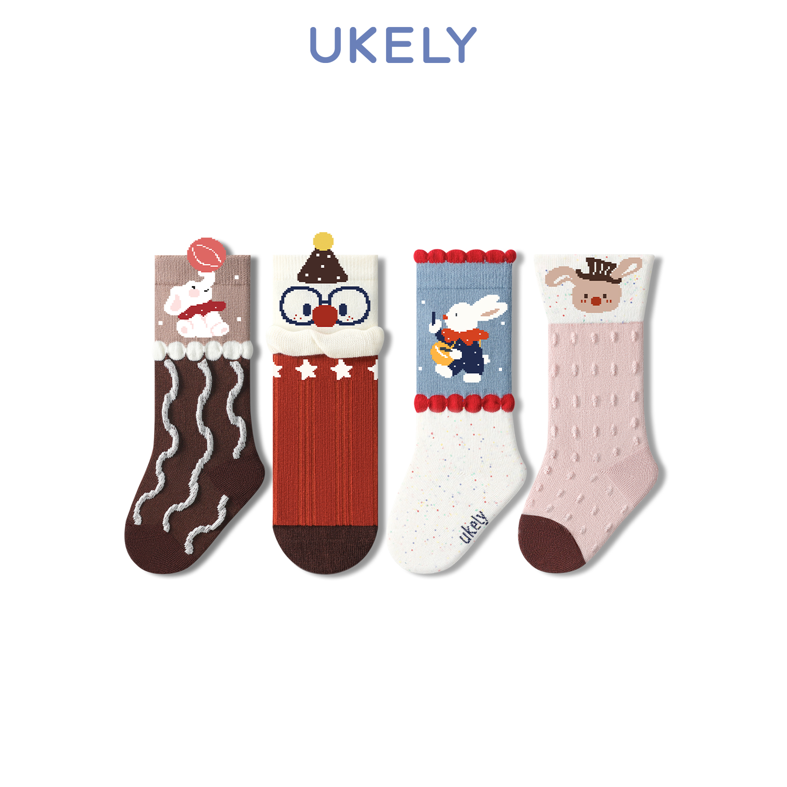 优可力宝宝中筒袜婴幼儿袜子儿童棉袜a类秋冬季新款小腿袜圣诞袜