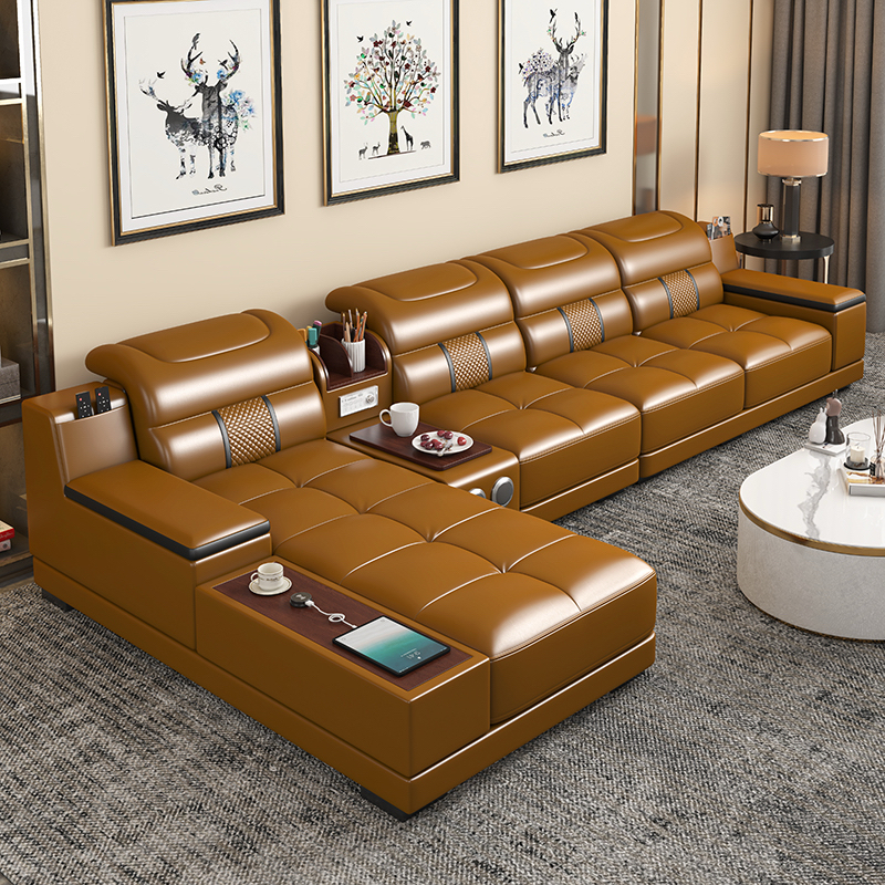 佛山工厂储物北欧真皮沙发头层牛皮高档家用客厅真皮头层牛皮沙发