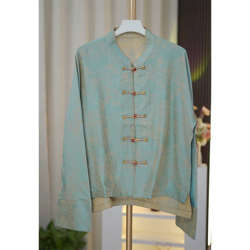 --兰亭序-重磅浮光锦桑蚕丝女新中式显瘦减龄高贵阔太太上衣外套