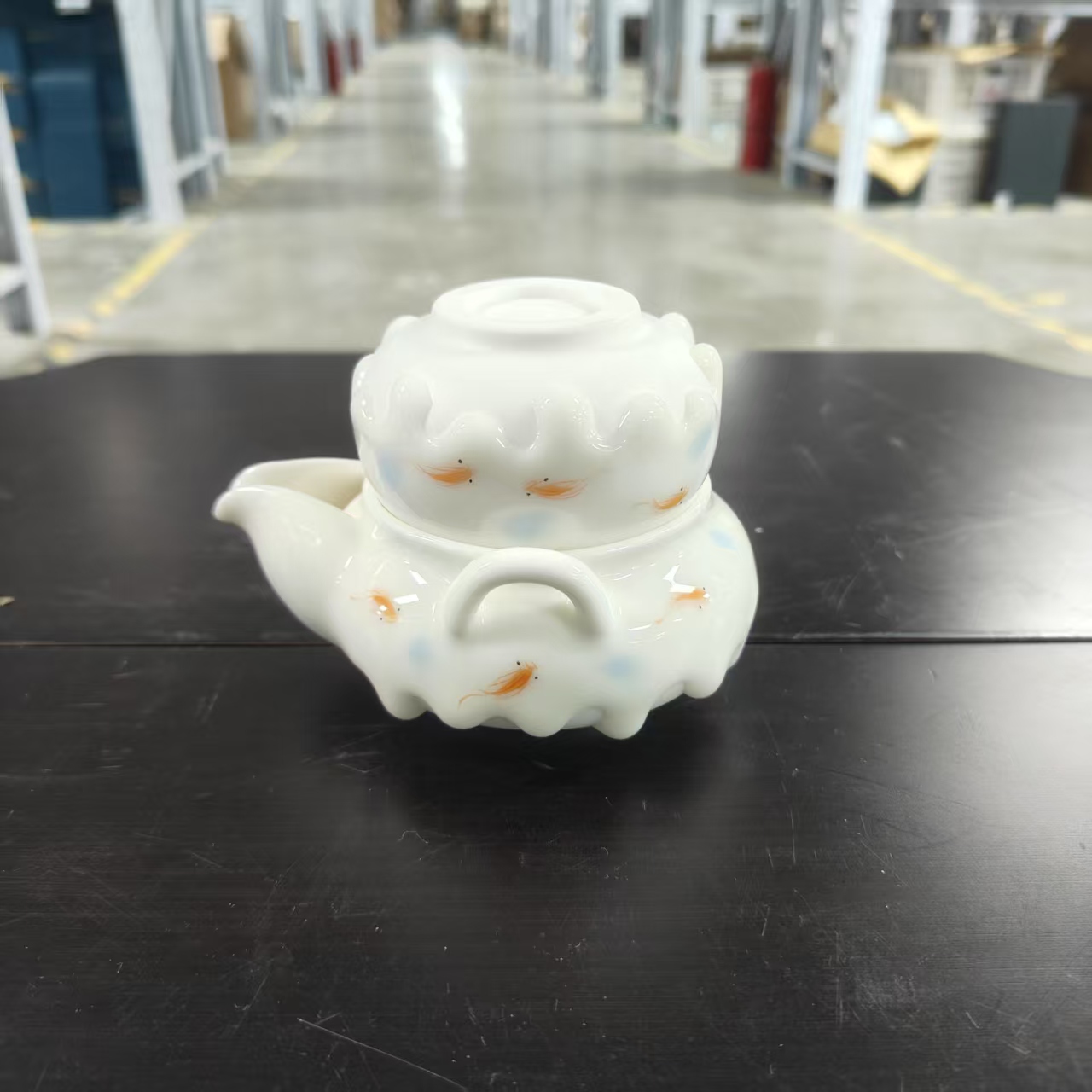 徐福坤白瓷手绘流釉一壶一杯旅行包CC7270