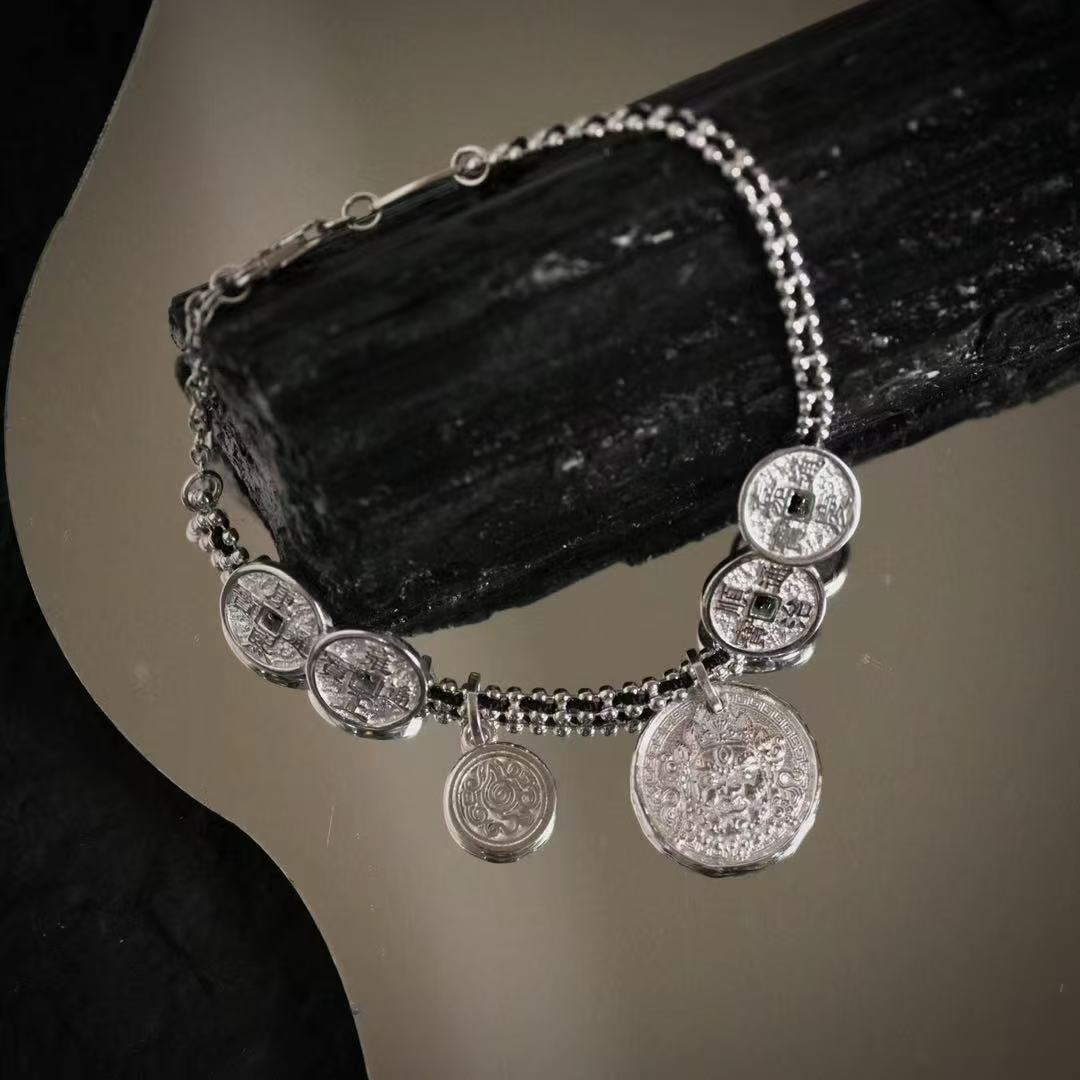 925银手链 【五帝财手链】欢喜富足 生活美满 五帝钱精工手链陆叁人