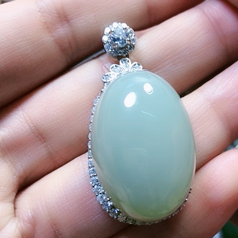 和田玉挂件银S925镶嵌