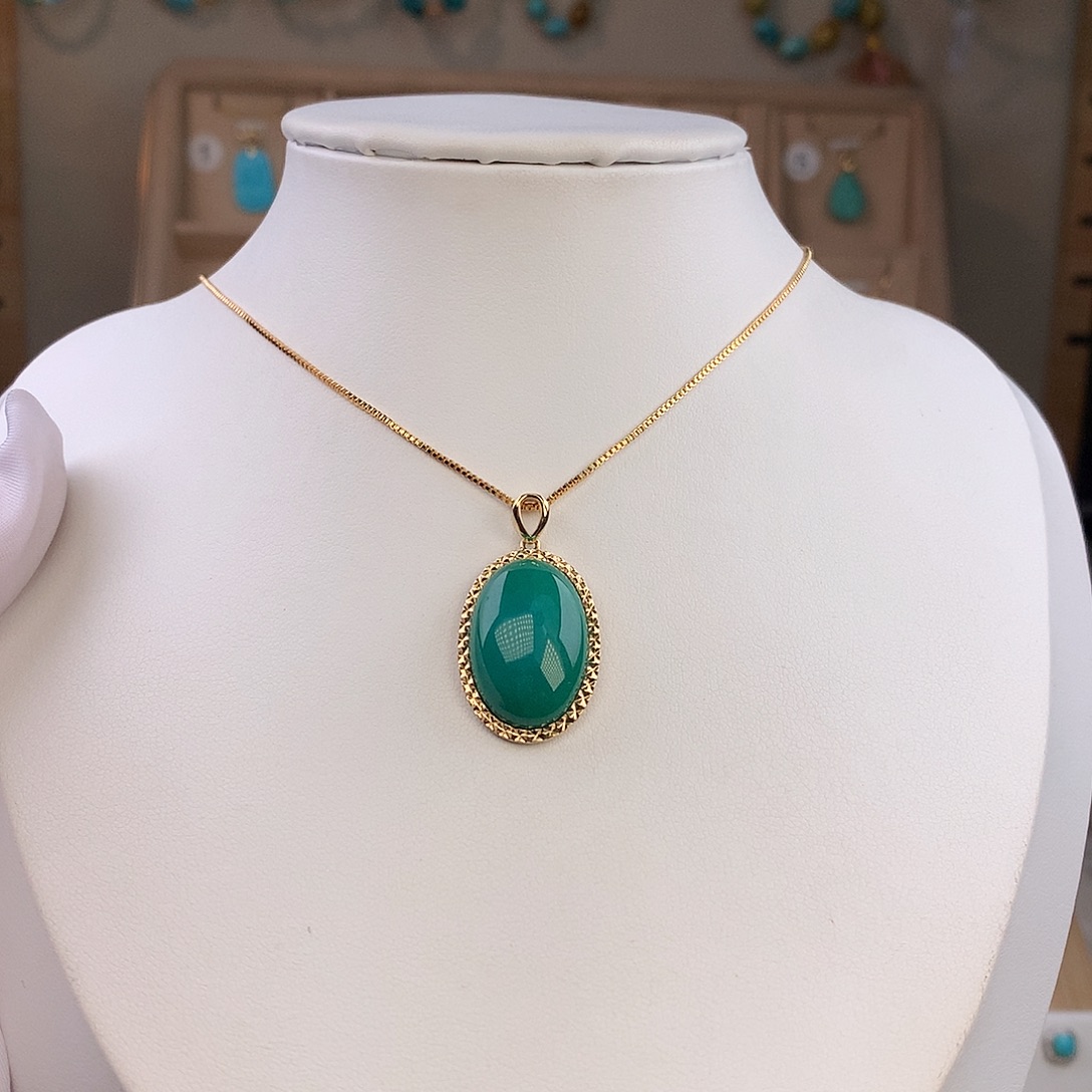 绿松石18K金镶嵌吊坠(不含链)