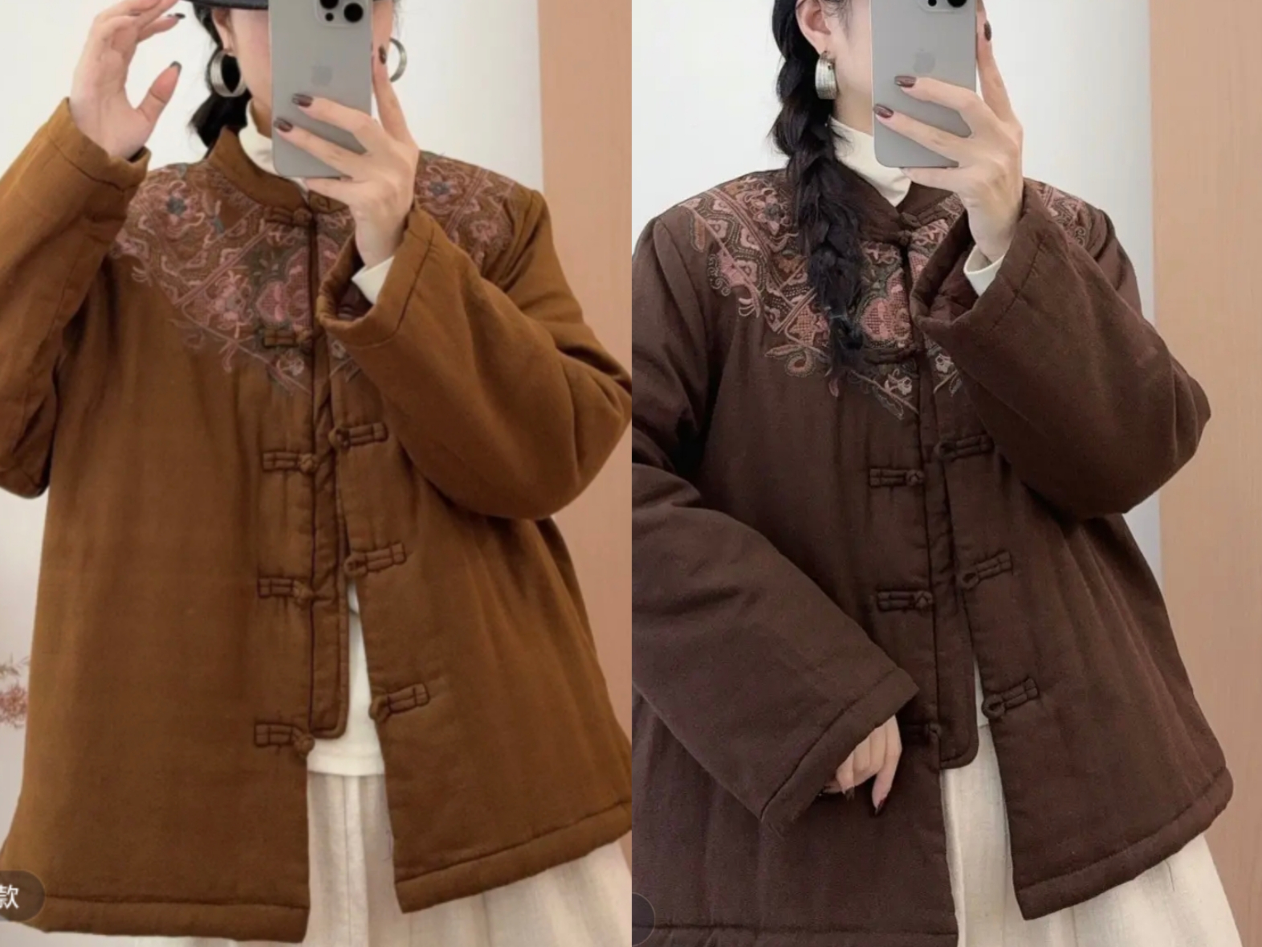 中国风2025秋冬新款复古刺绣盘扣棉衣女宽松保暖外套棉服