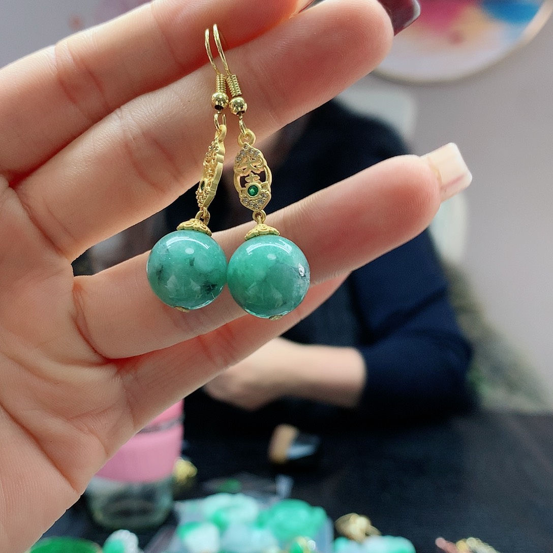 【闪购商品】翡翠耳饰银S925镶嵌，