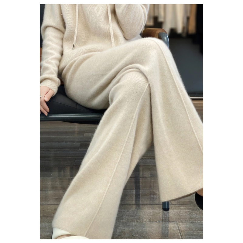 【100羊毛裤】阔腿裤女宽松休闲外穿垂感秋冬直筒纯色高腰显瘦