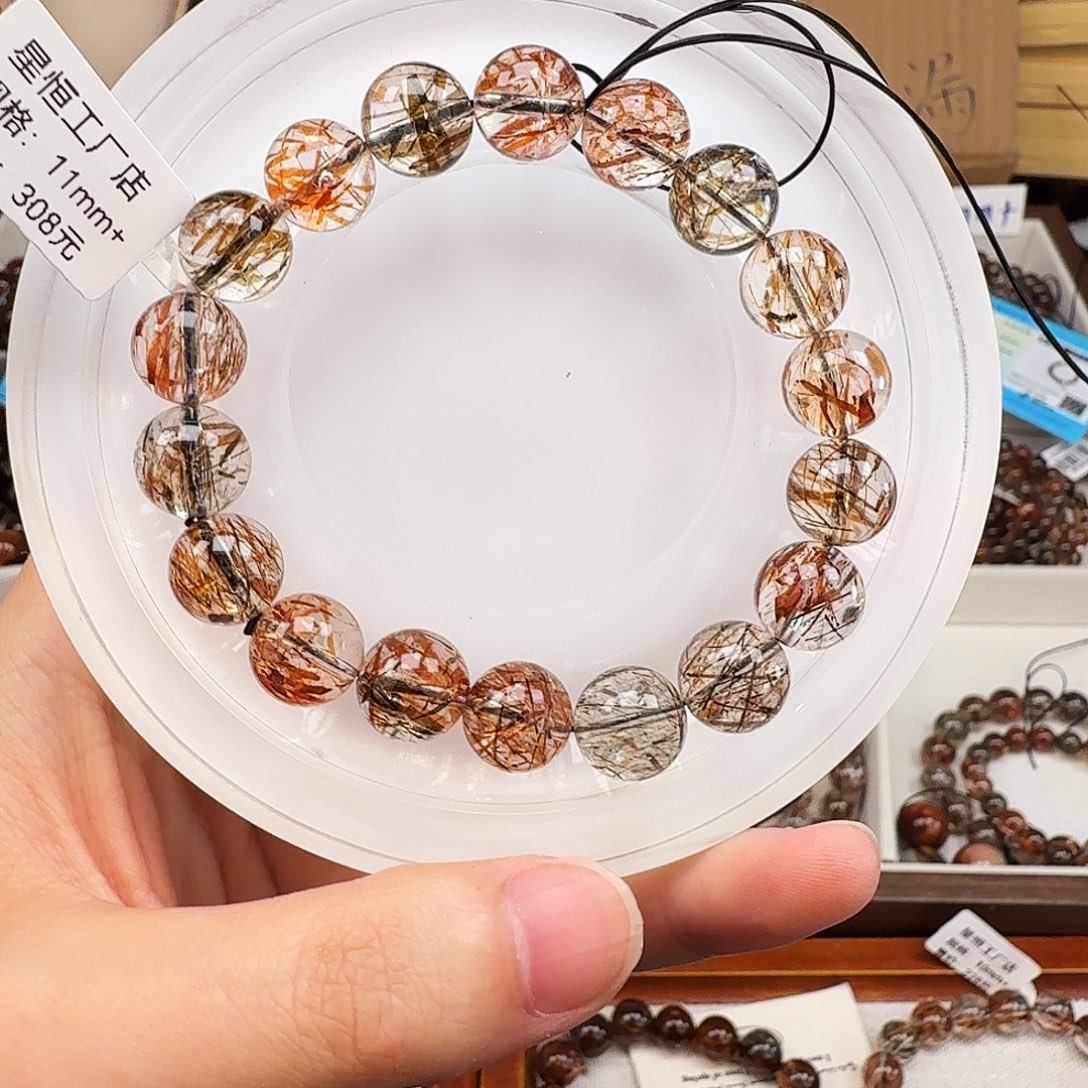 水晶手链未镶嵌天然水晶黑金超七直播间链接