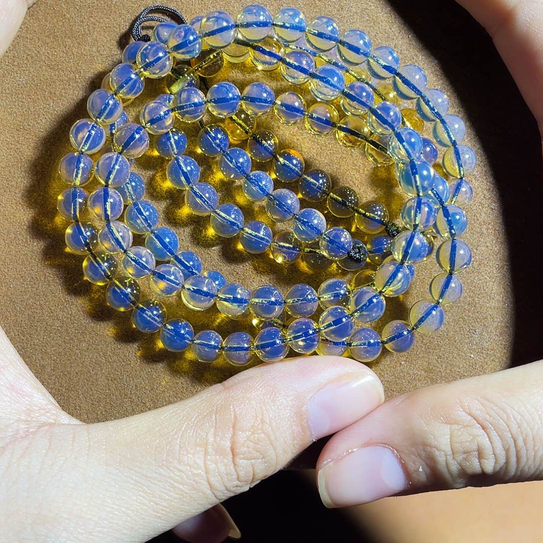 蓝珀未镶嵌裸石5加108净水天空蓝