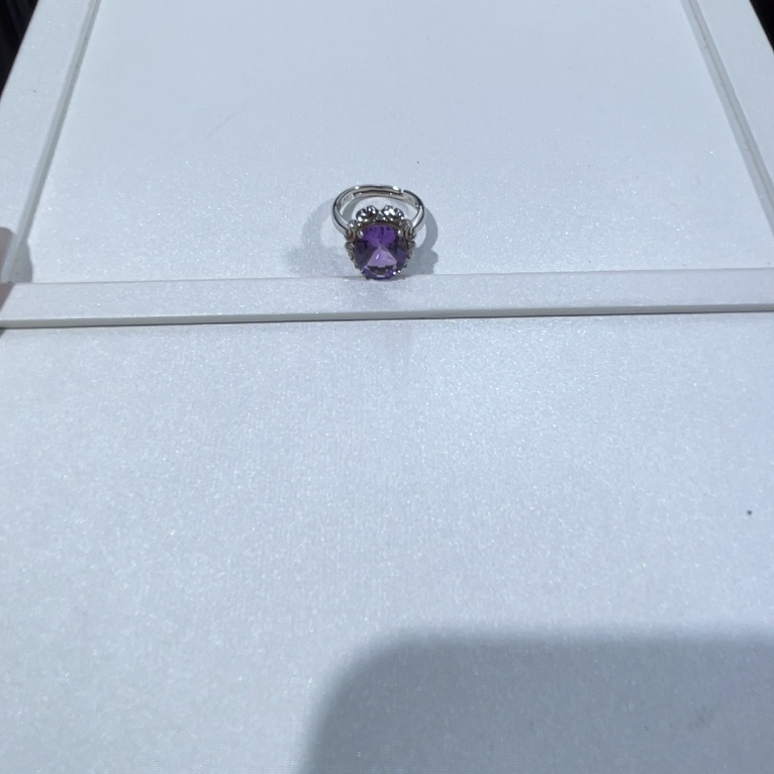 紫晶戒指银S925镶嵌紫水晶戒指