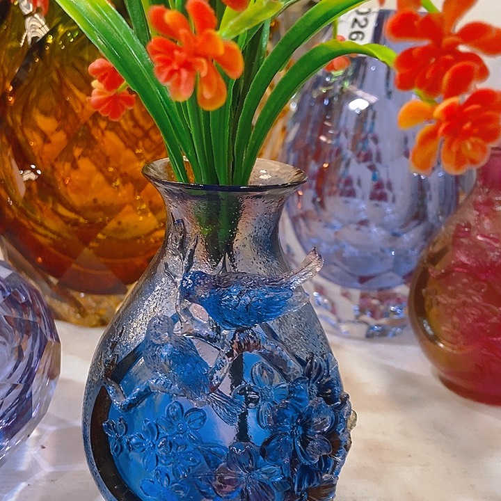 琉璃琉璃花瓶高15口2