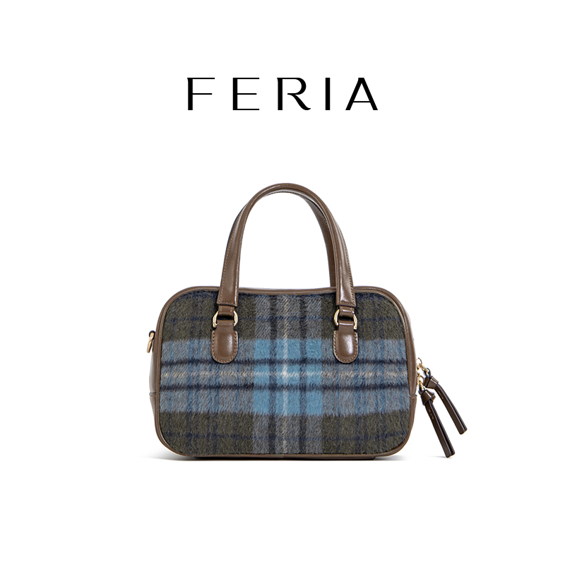 FERIA【格纹可可波士顿】FE409B703韩国小众品牌百搭日常休闲包包