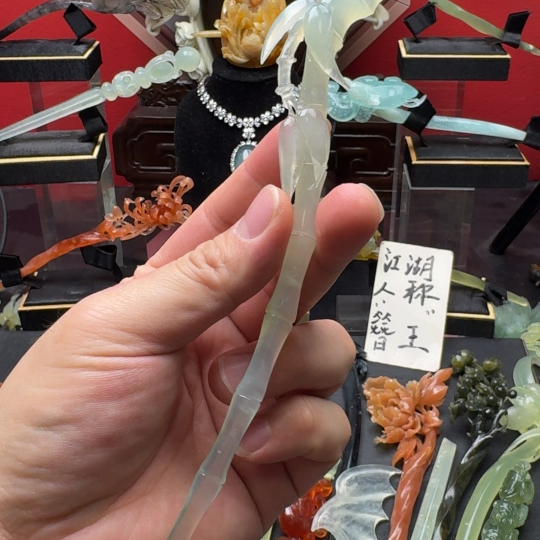 岫玉发饰未镶嵌明君玉簪就是好看