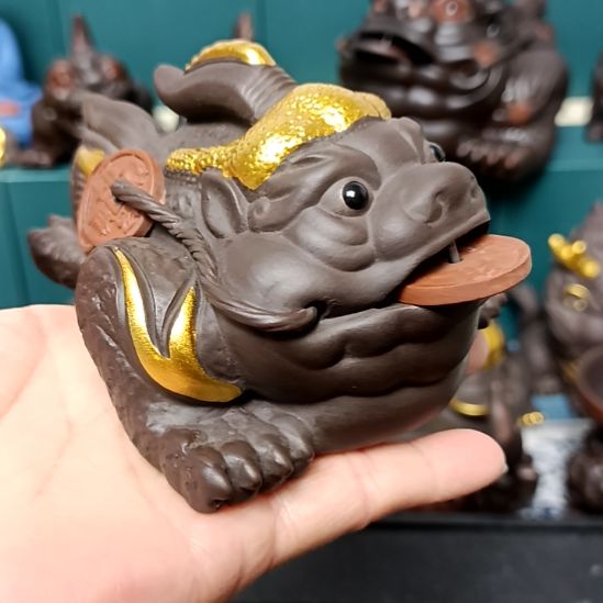 茶宠紫砂金蟾茶宠摆件