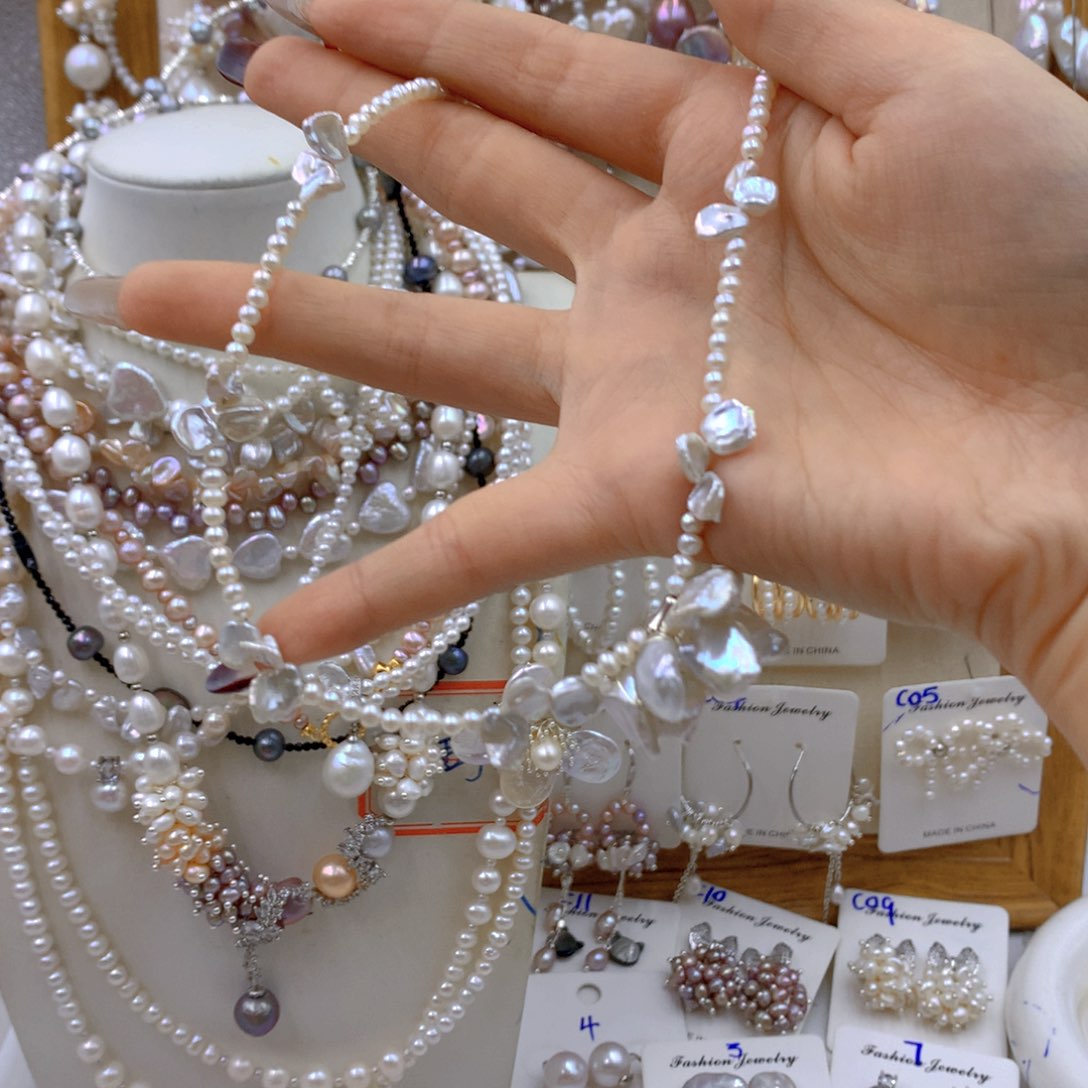 淡水珍珠耳饰 银S925镶嵌铃*花