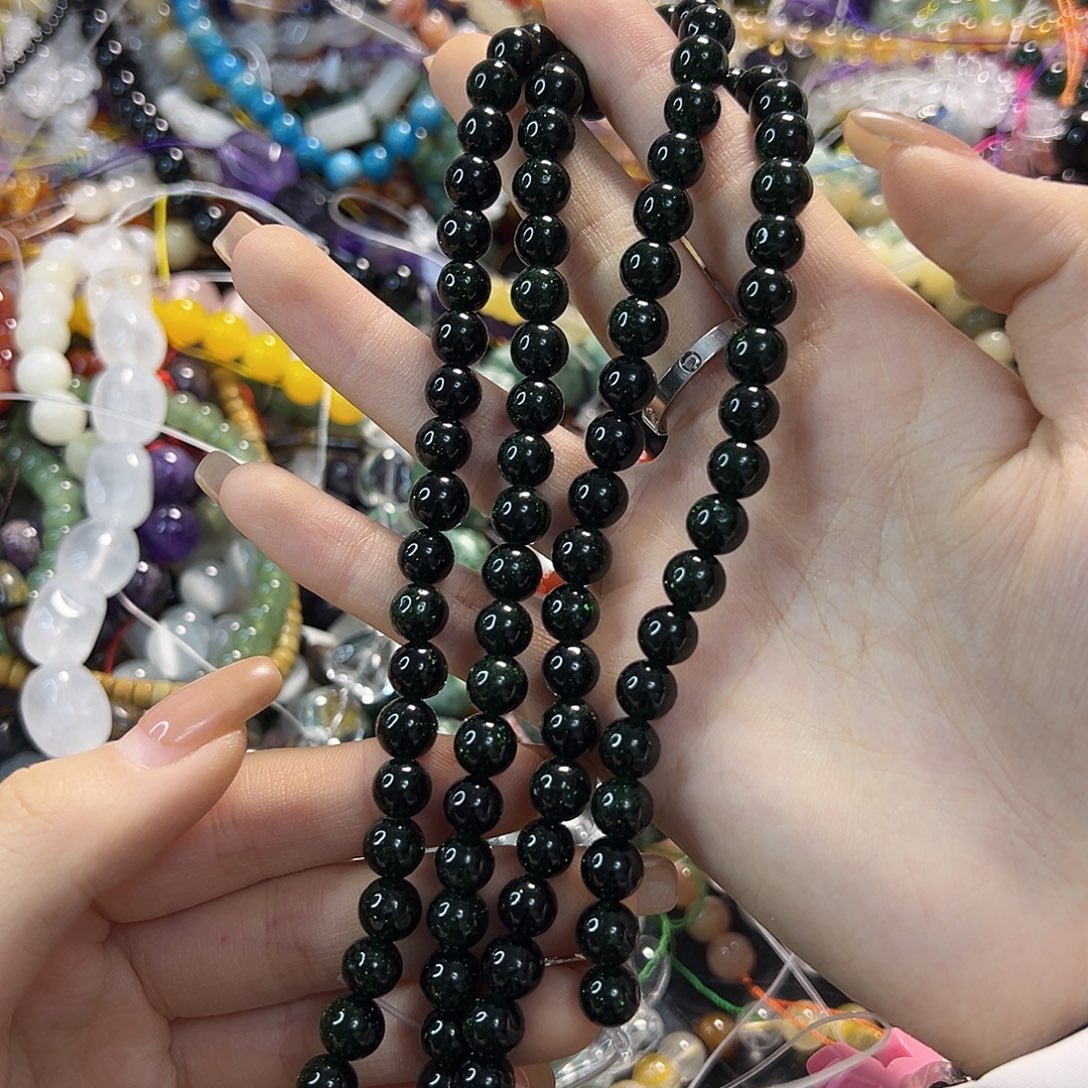 玛瑙/玉髓未镶嵌珠宝半成品绿沙卡8一条