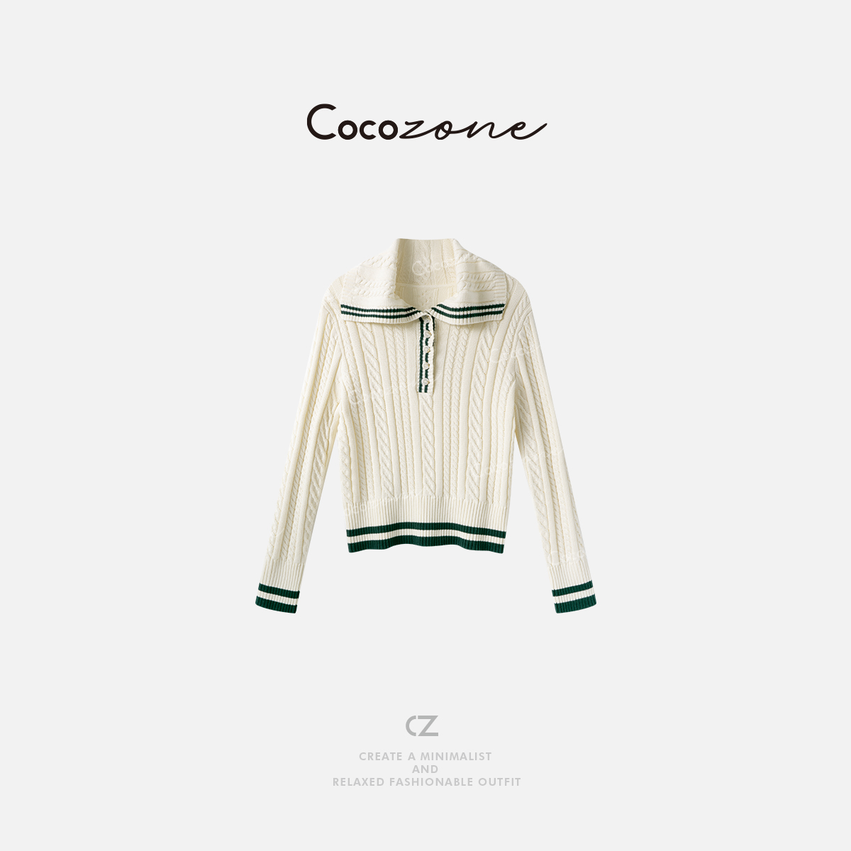 COCO ZONE 刘一一“氧气毛衣”100棉海军领毛织上衣 CD1A1165