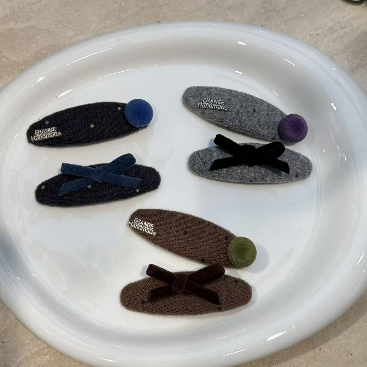 高级感秋冬毛绒BB夹时尚气质灰色蝴蝶结少女心侧边夹刘海夹碎发夹