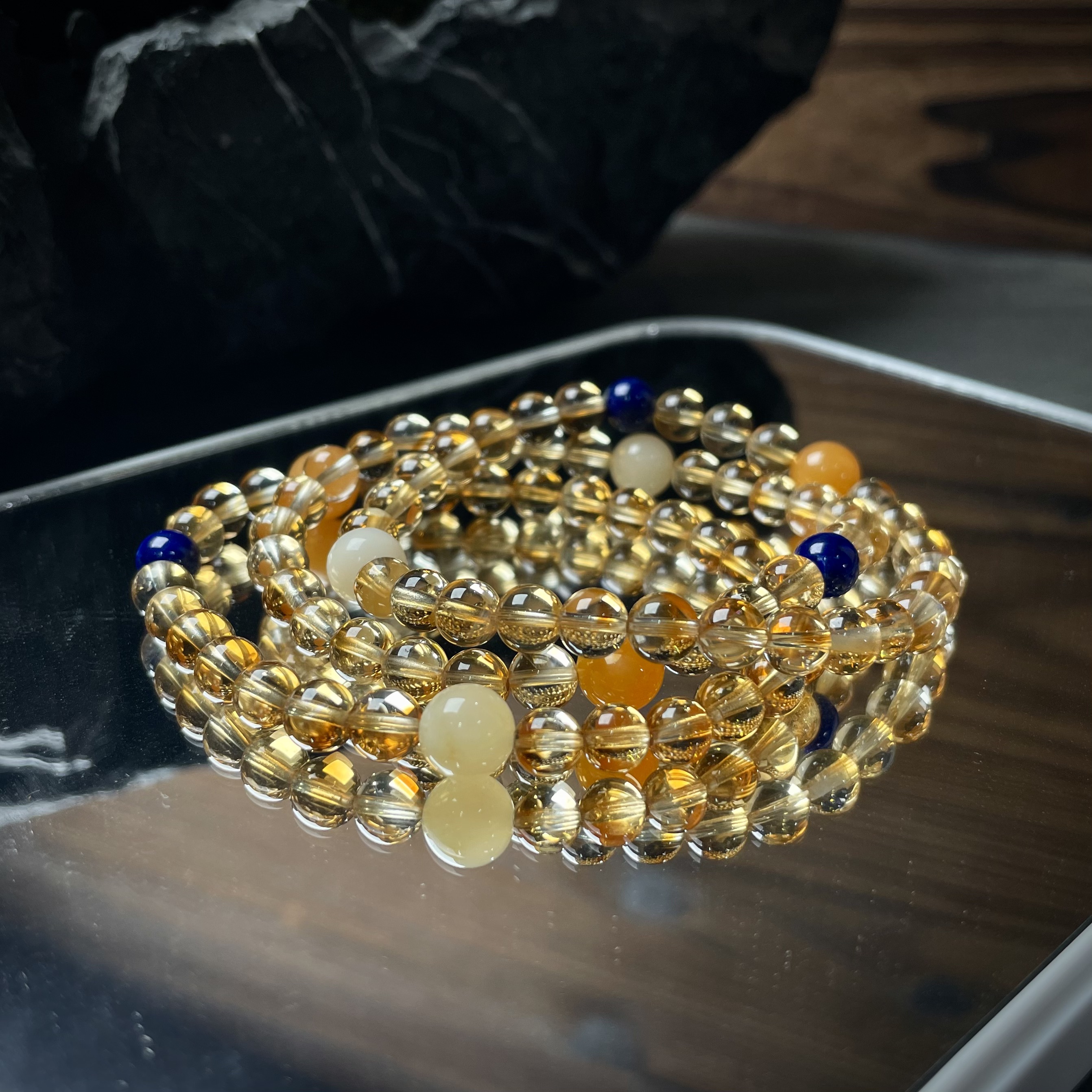 【 财富星球】黄水晶缅黄青金石手串多样性发其一 KT25041302