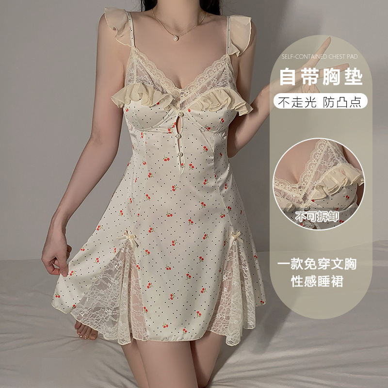 黑色性感迷人连体睡裙套装甜美轻奢法式纯欲吊带家居服A22