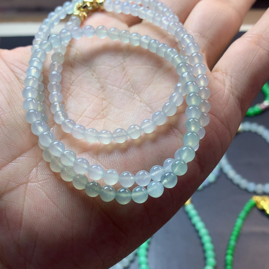 定制翡翠未镶嵌卡4.8冰长串