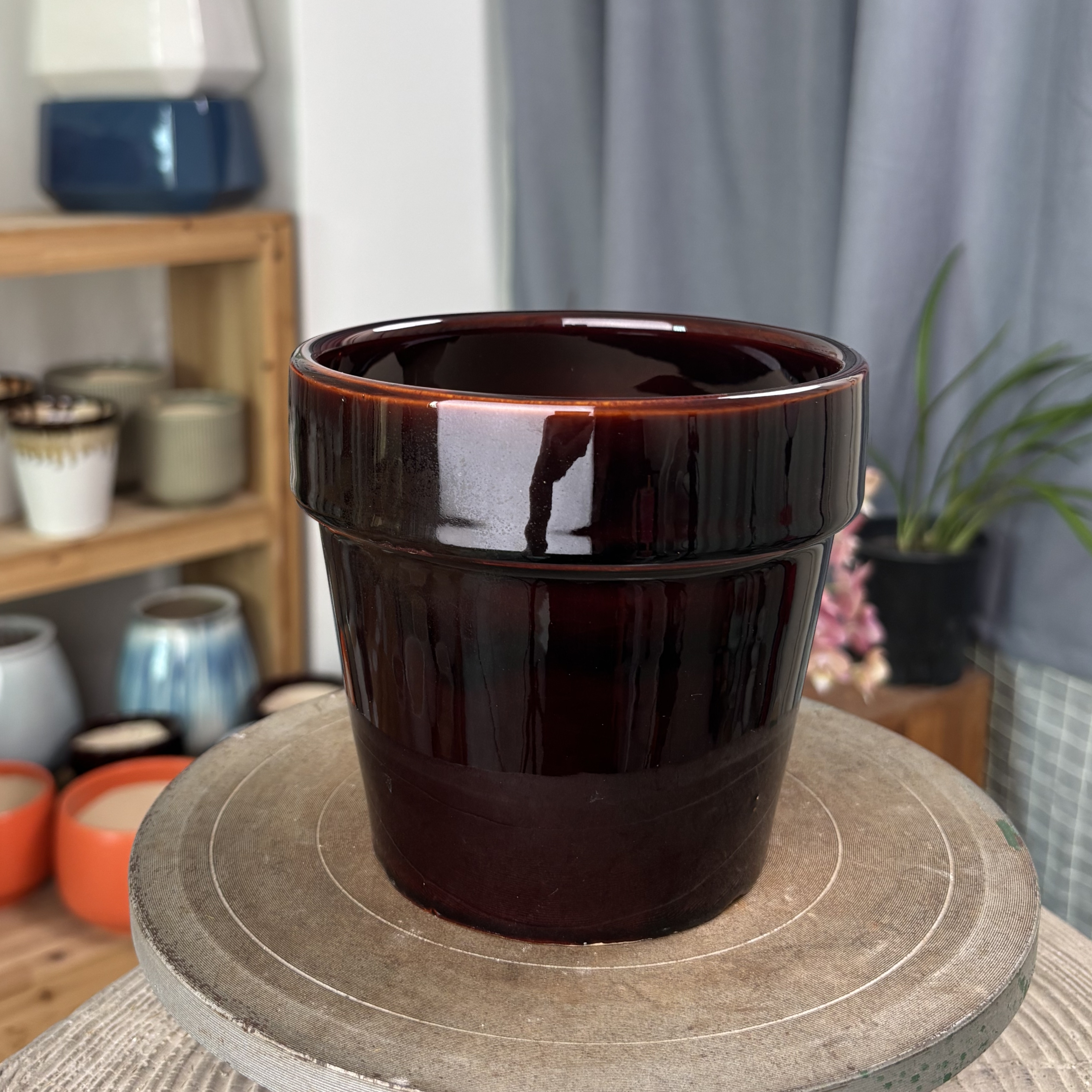 009（微瑕）口径16高15陶瓷花盆蝴蝶兰花磨砂哑光白色花卉绿植透气