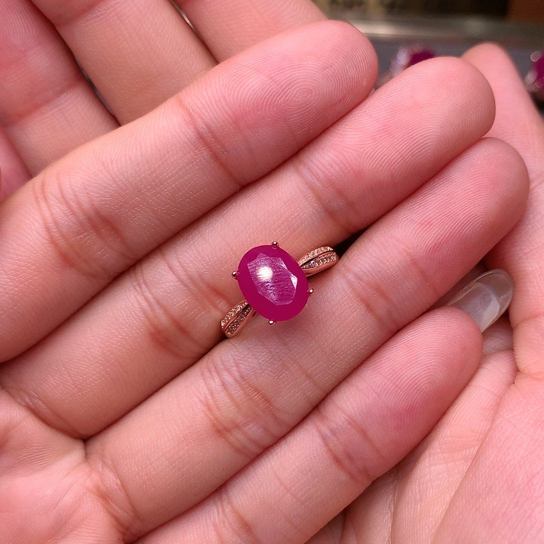 红宝石戒指银S925镶嵌