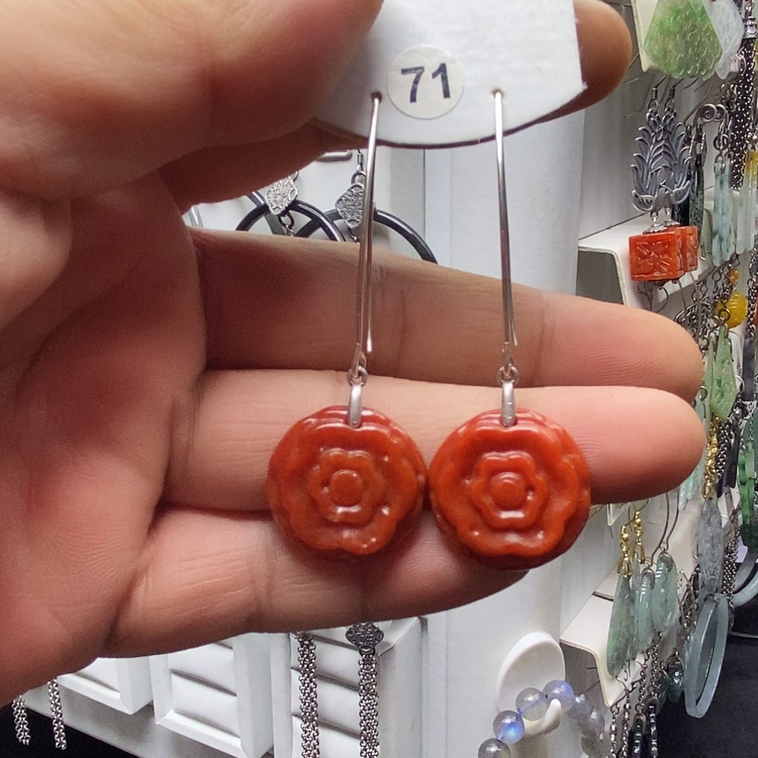 翡翠银S925镶嵌耳饰品质珠宝