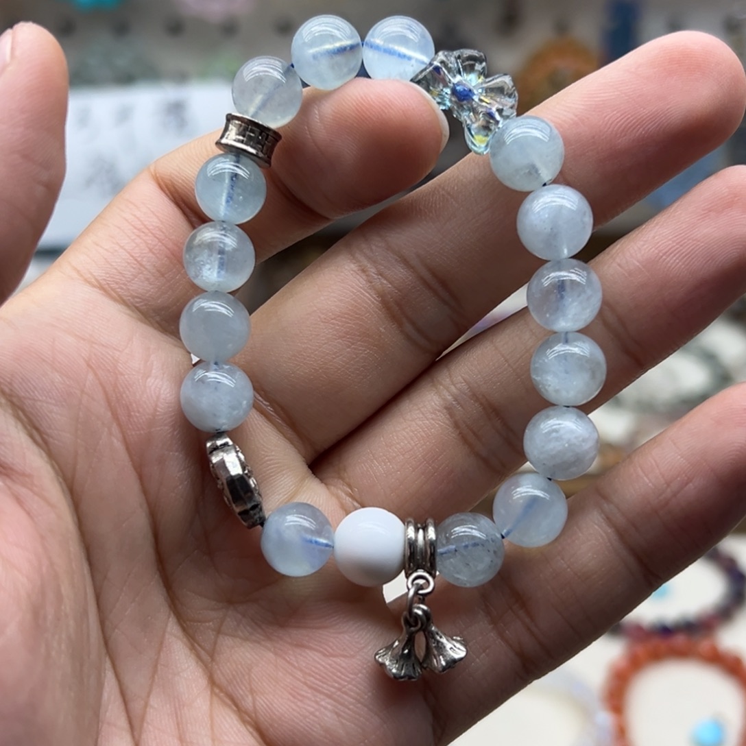 未镶嵌水晶手链海蓝宝diy