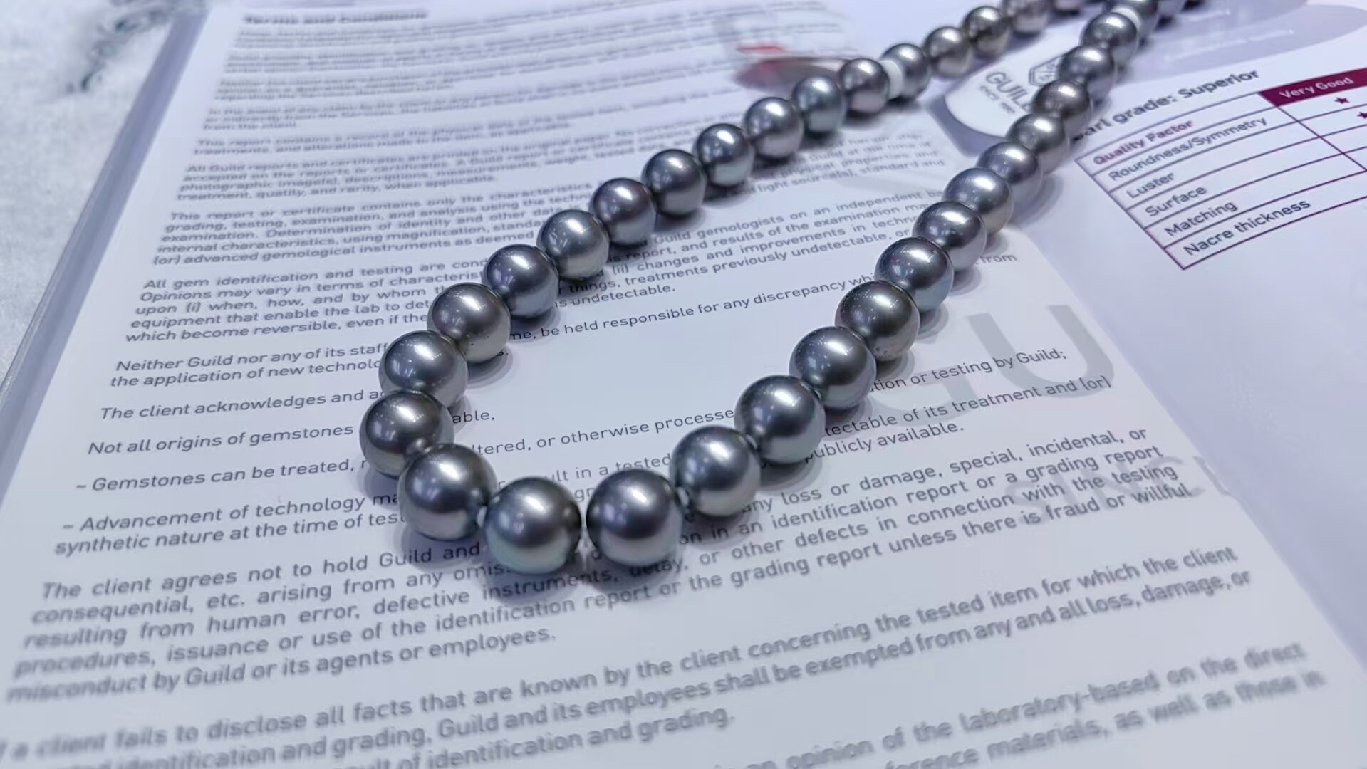 【老蚌头珠宝】海水吉尔德三星大溪地铂金灰珍珠项链8-11mm