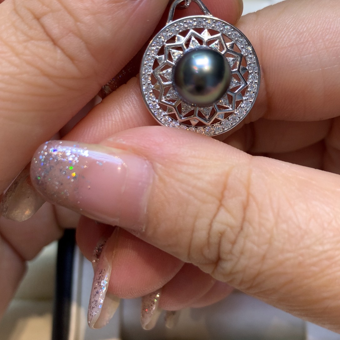 海水珍珠银S925镶嵌颈饰