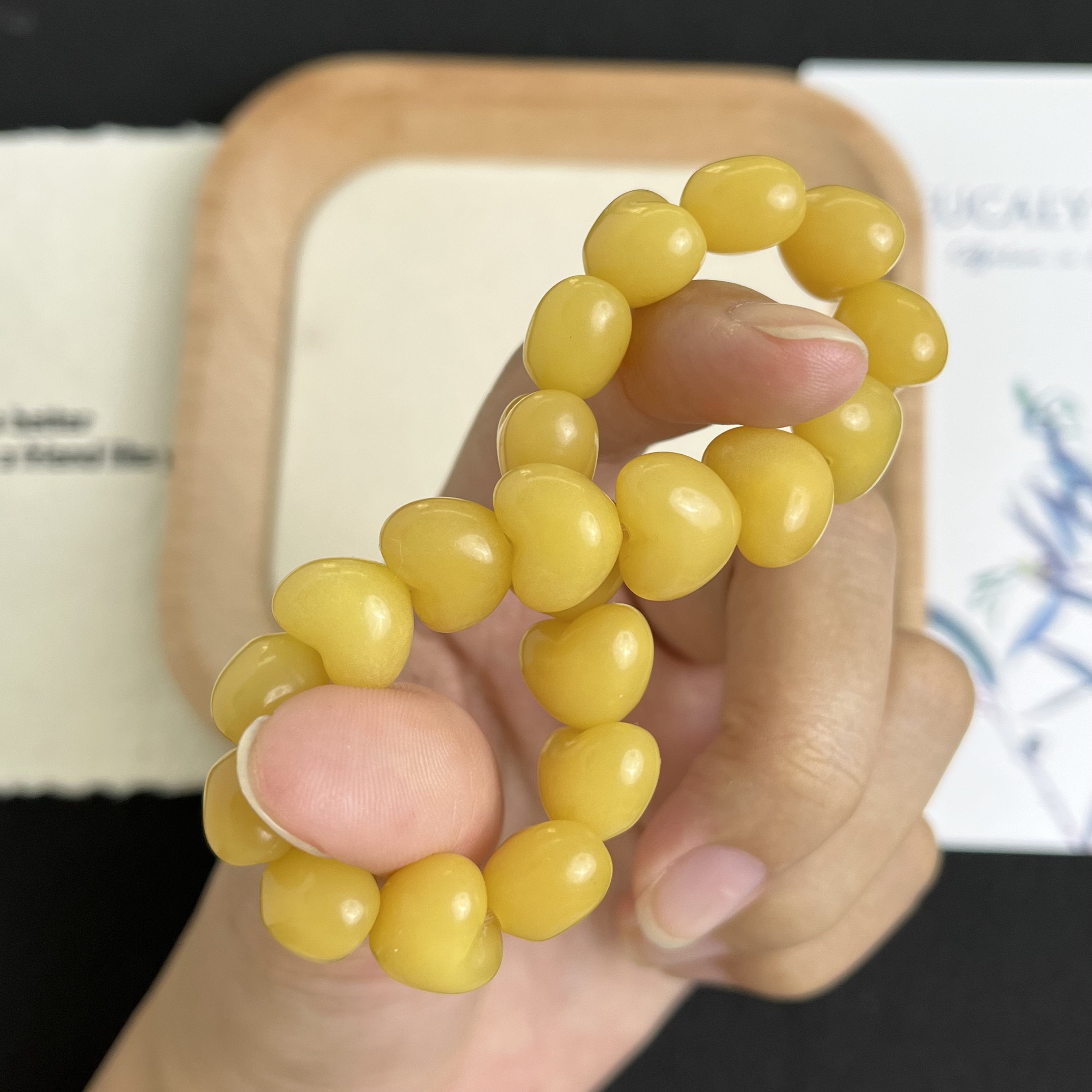 【黄蜜心语12mm】菩提根黄色爱心单圈CS021-1415