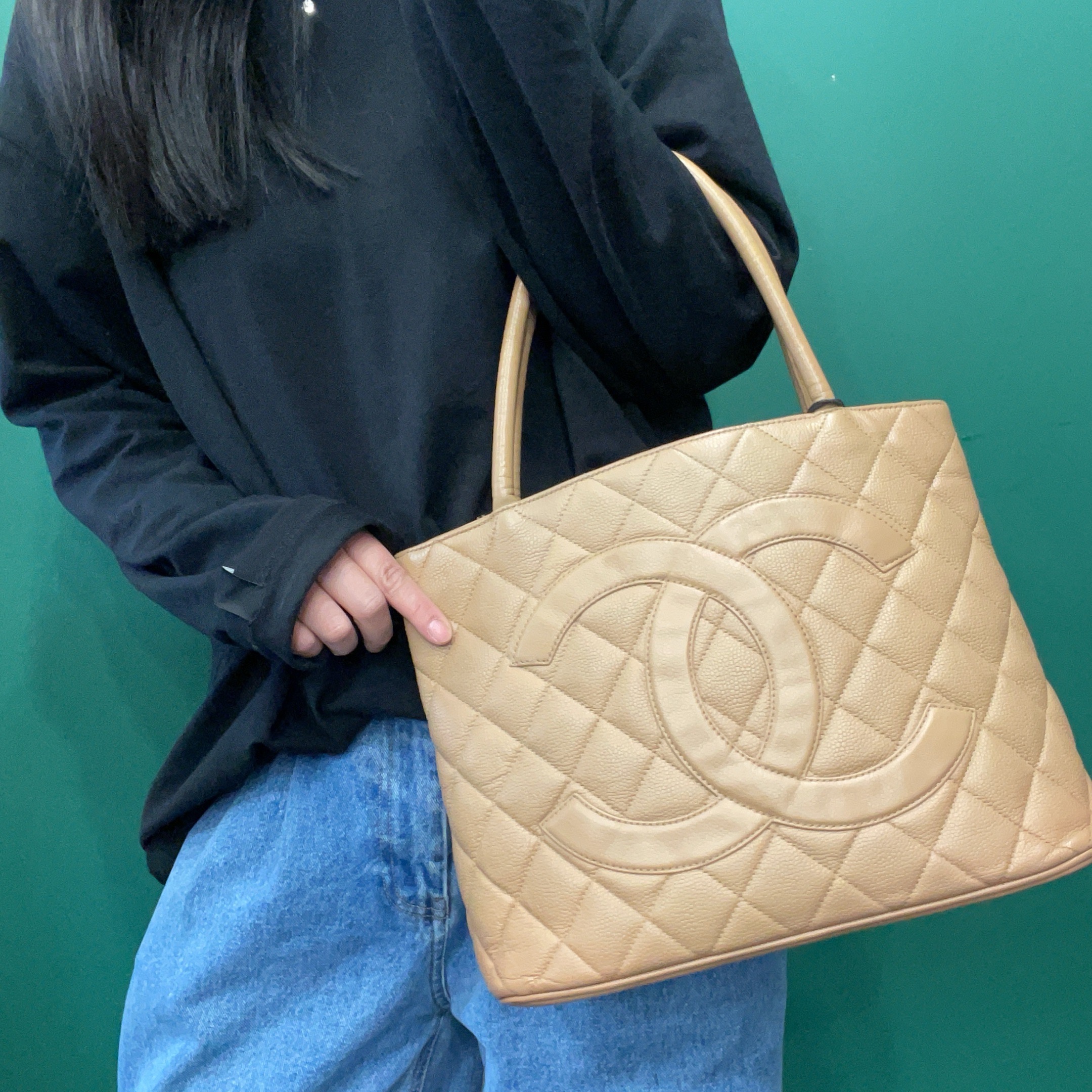 95新 Chanel/香奈儿 【KK】 64AD01 深奶茶色希尔顿单肩包