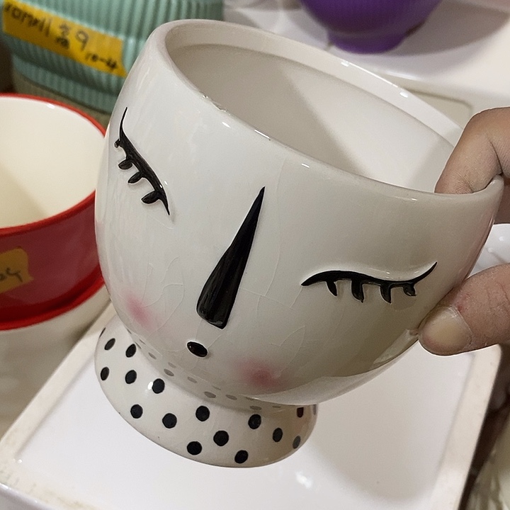 摆件陶陶盆有孔 瑕疵介意勿拍