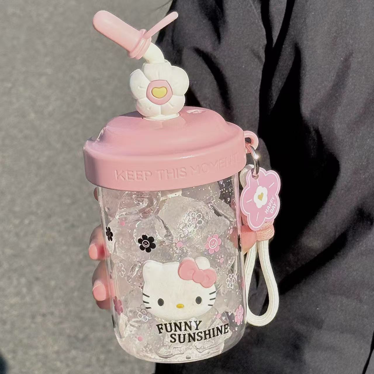 吸管水杯高颜值女生夏天刻度搅拌杯可爱耐高温学生塑料桌面杯子