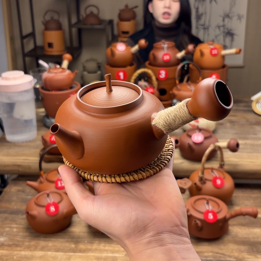 煮水煮茶甘甜 潮州砂铫壶 搭藤垫
