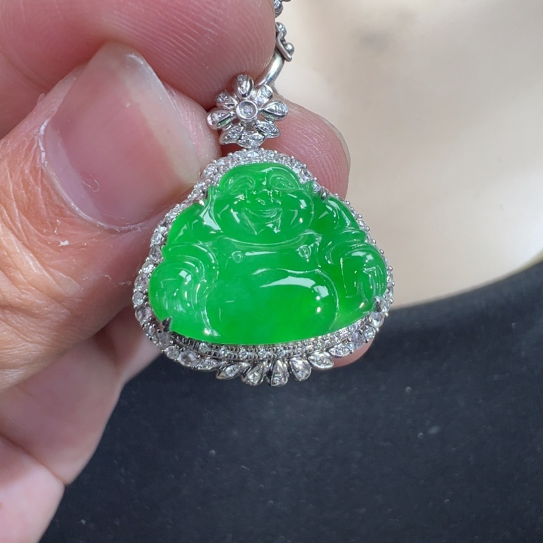 翡翠18K金镶嵌吊坠(不含链)