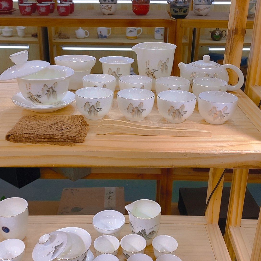 【不止】羊脂玉瓷茶具套装