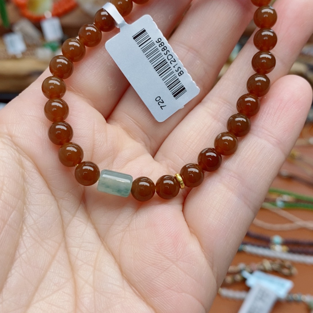 和田玉（糖玉）手链未镶嵌7**8