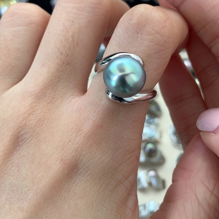 银S925镶嵌戒指海水珍珠彩****灵