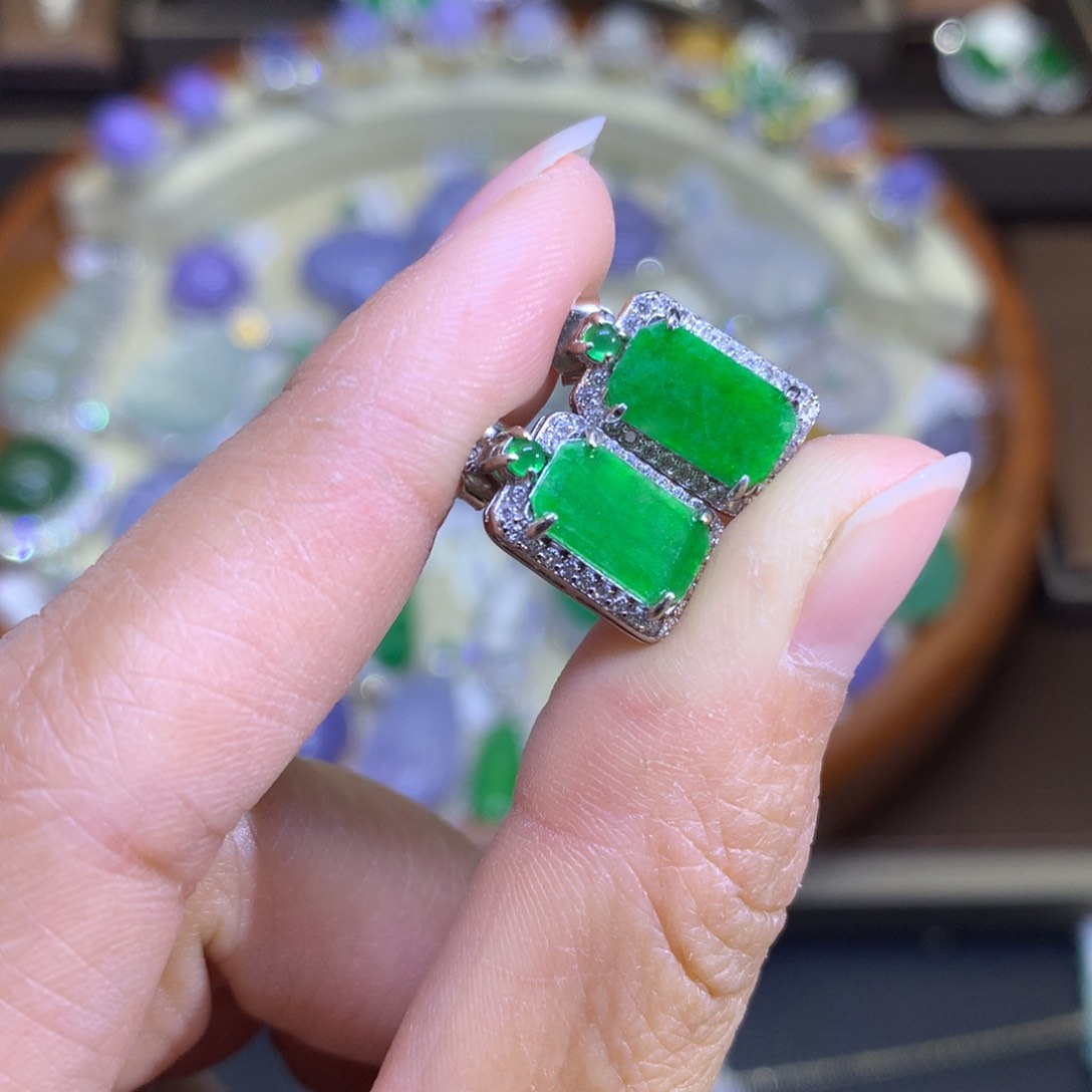 翡翠戒指银S925镶嵌翡翠