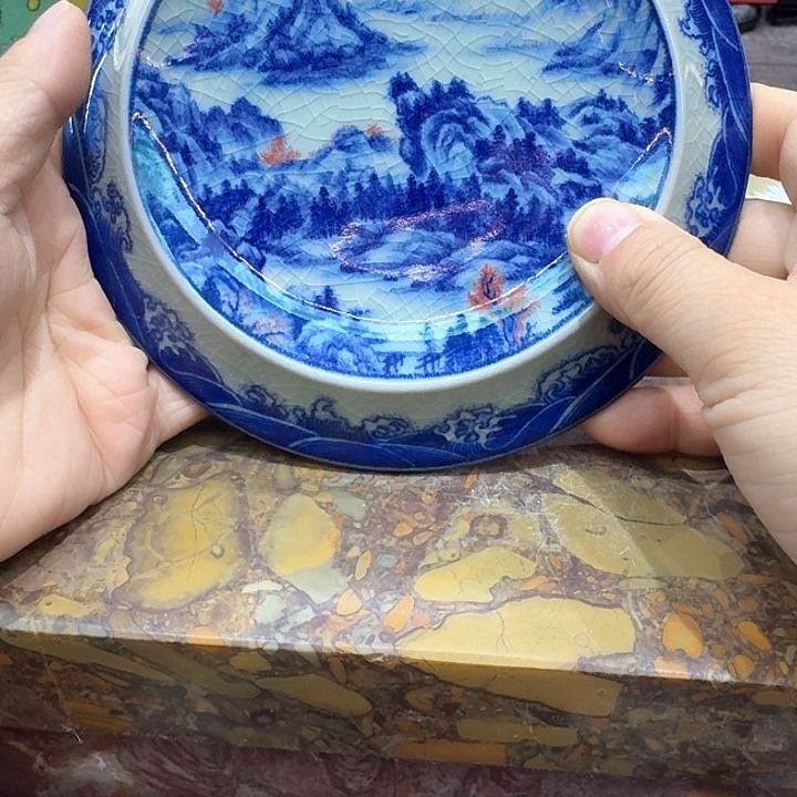 青花壶承一个，瓷。。。品茗