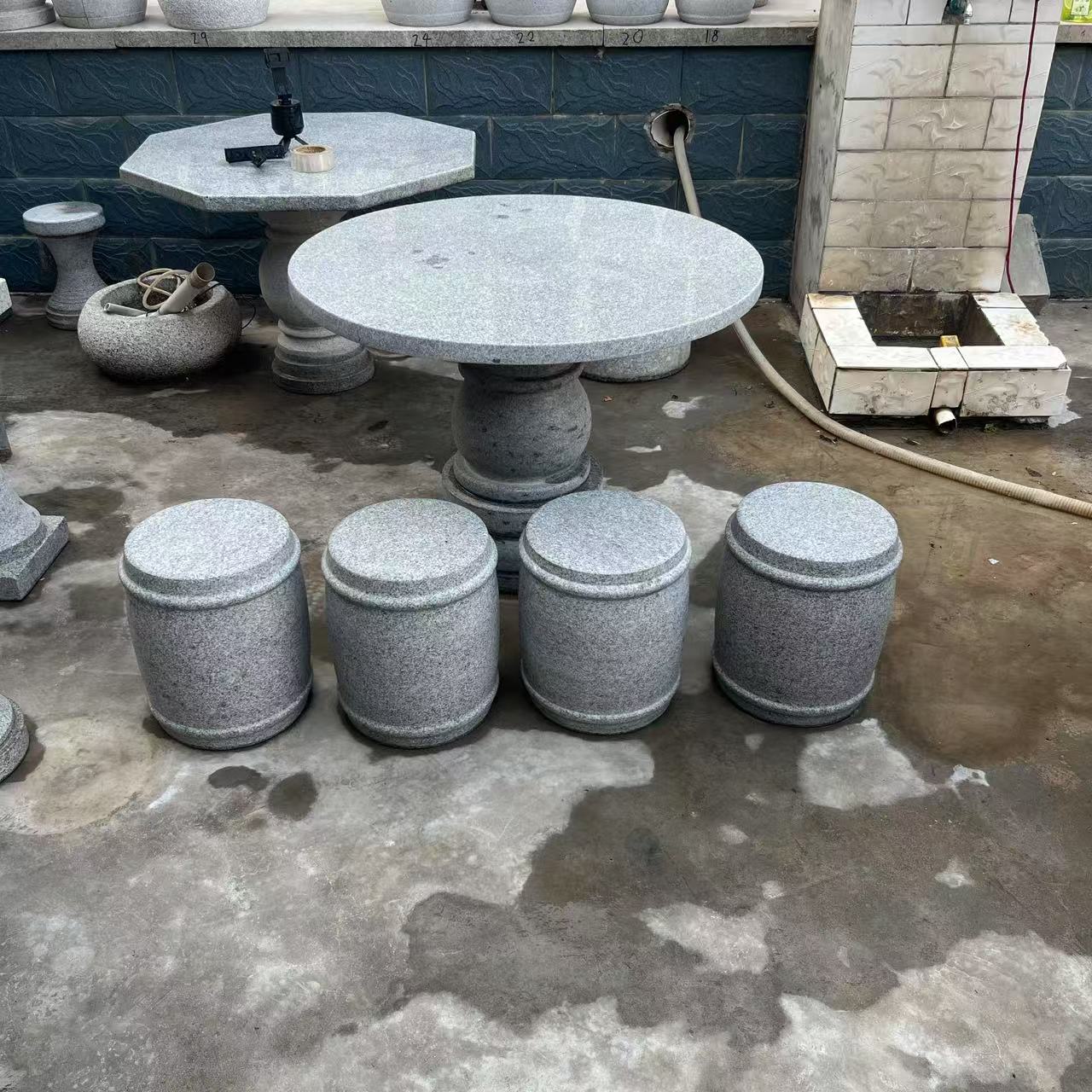 圆形石桌直径90厘米花岗岩石材圆鼓凳子花瓶凳子家用庭院摆件