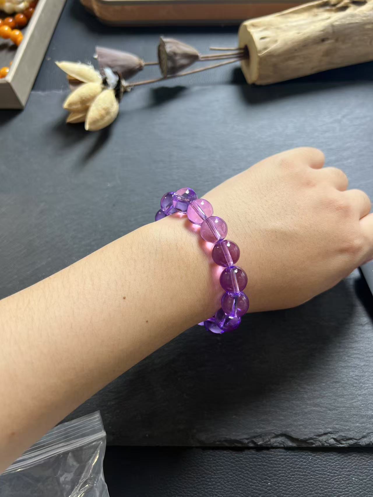 84号 天然紫水晶14mm+单圈手串