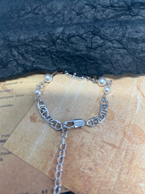 铜合金手链 A443猪猪鼻子仿珍珠链条女款手链