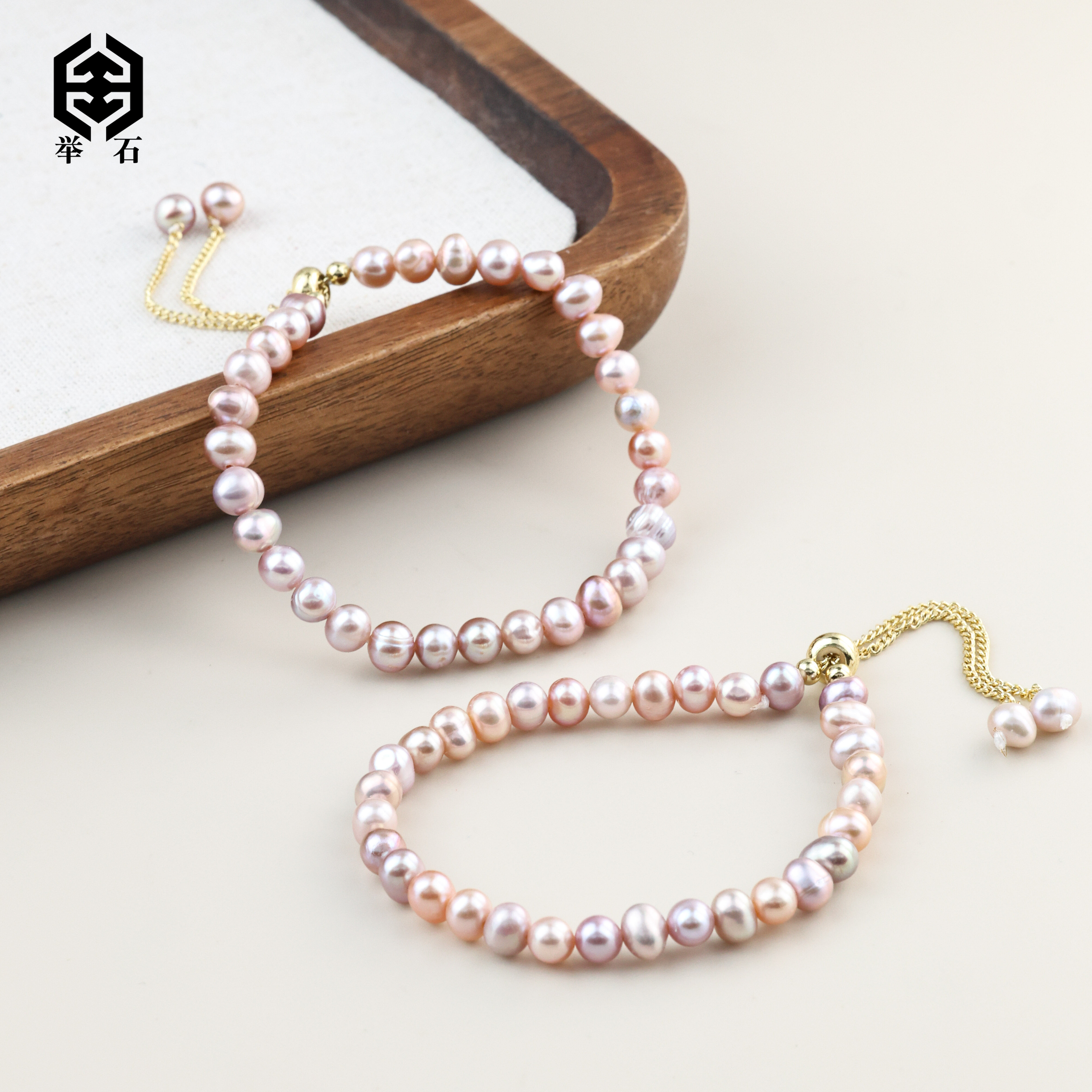 【举石珠宝】T1231-1277-13淡水无核珍珠合金手链（一件/多样性发）M