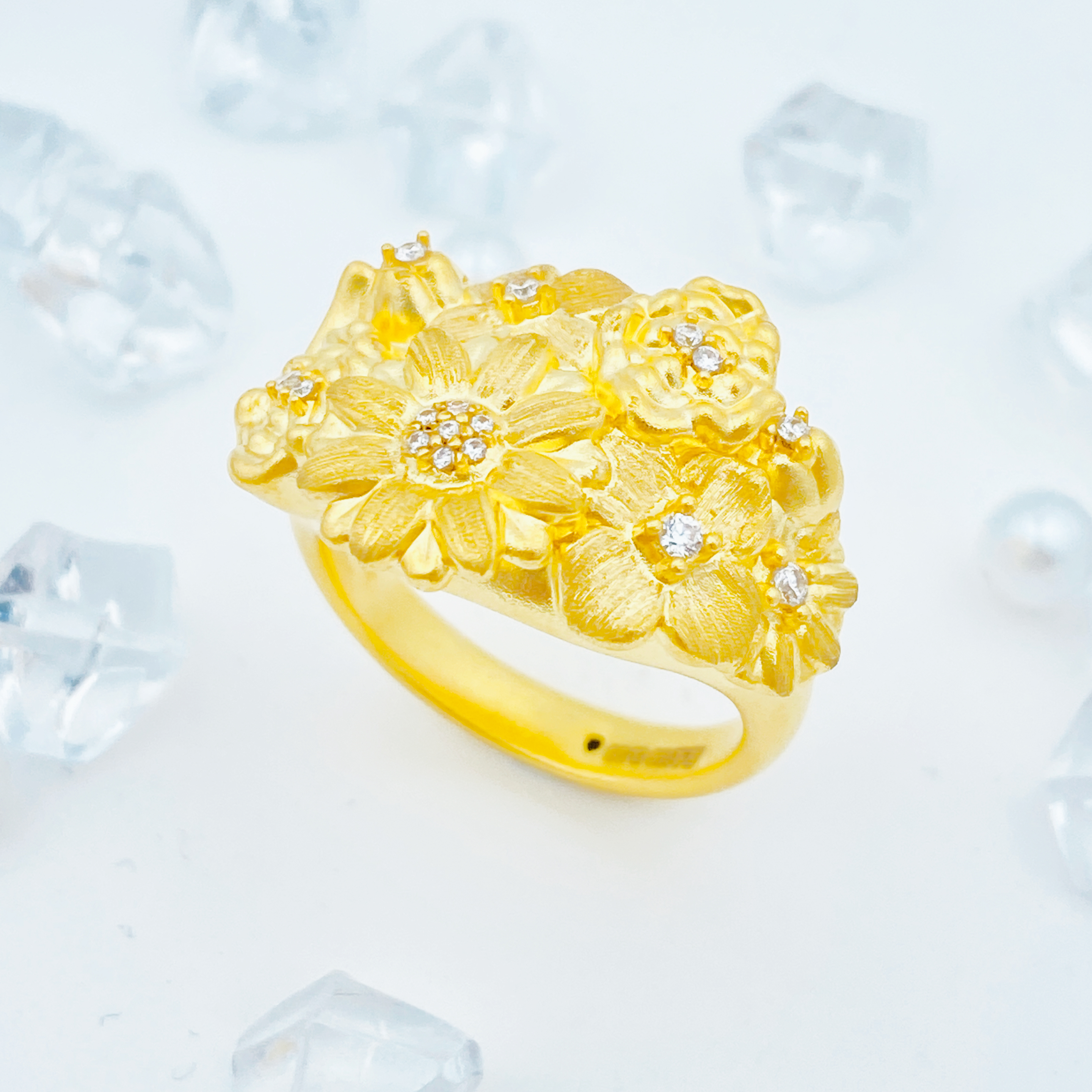 足金999 莫桑繁花戒指 2.91 13圈口